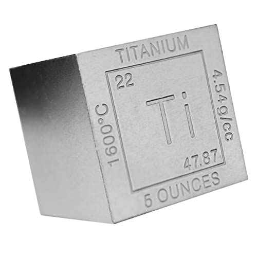 5 oz Titanium Cube Paperweight 1.25" (32 mm) | 99.99% Pure | Chemistry Design with Certificate of Authenticity