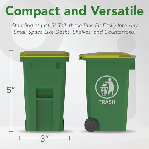 Wiosi Mini Trash Can and Pen Holder with Recycling Bin - Blue-Green, 5"