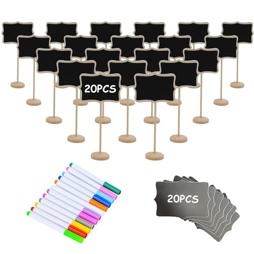 20PCS Mini Chalkboard Signs with Replacement Stickers for Food Labels & Party Decor