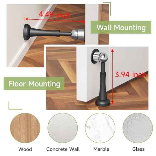 6PCS Magnetic Door Stop Aluminum Door Stoppers for Wall, Magnetic Door Catch with Adhesive Stick & Screws, Door Holder to Keep Door Open