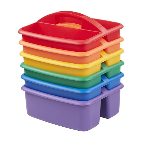 ECR4Kids 2-Compartment Storage Caddy, Storage Organizer, Primary, 6-Pack