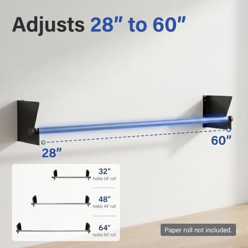 Adjustable Wall Mount Roll Rack Holder for Heavy-Duty Packaging & Paper Rolls