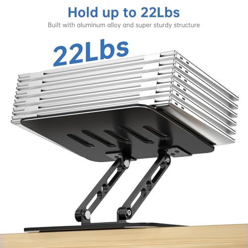 GleYo Black Rectangle Adjustable Laptop Stand - 360° Rotating, Foldable & Portable, Ergonomic Mount for MacBook Air/Pro 16 inch
