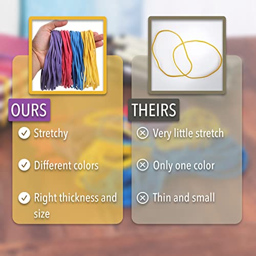 Mr. Pen Large 7 Inch Rubber Bands 120 Pack - Blue Red Yellow Purple, Heavy Duty