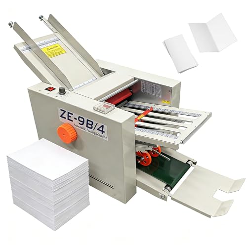 INTSUPERMAI Automatic Paper Folding Machine 110V with 4 Adjustable Plates Commercial Desktop