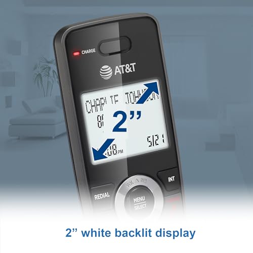 AT&T GL2101-2 DECT 6.0 2-Handset Cordless Home Phone with Call Block, Caller ID, Full-Duplex Handset Speakerphone, 2" White Backlit Display, Lighted Keypad (Graphite & Black)
