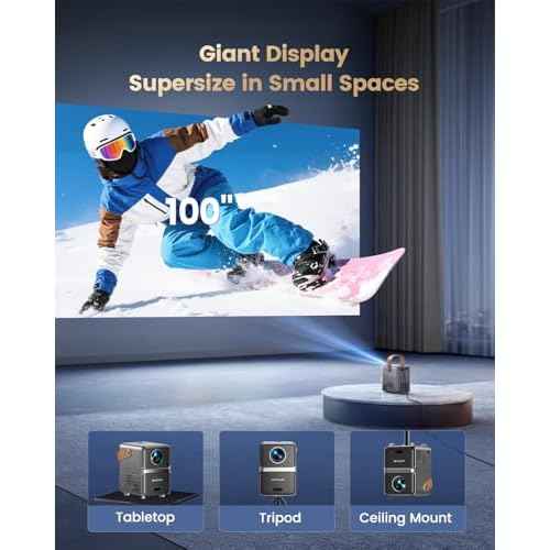 [Netflix-Licensed & Portable]Smart Mini Projector with WiFi and Bluetooth, 4K Supported,Dolby Audio,Auto Keystone & Electric Focus Outdoor Movie Projectors,WiMiUS Native 1080P HD Proyector