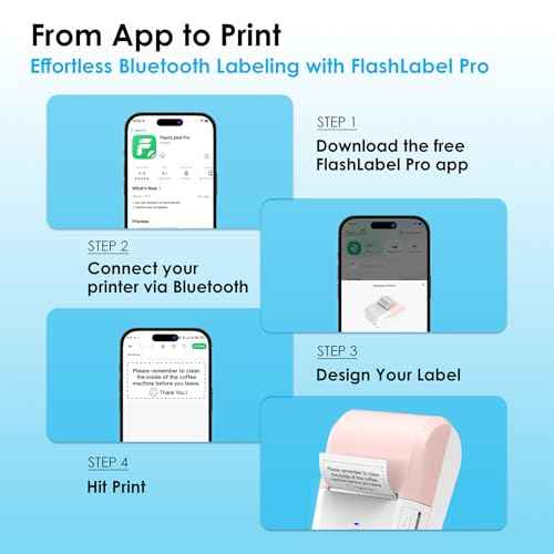 2-inch Label Maker Machine with Tape, Portable Thermal Sticker Maker with 230 Labels, Wireless App & Bluetooth Connectivity for Home,Office,Business & School - Compact Label Machine, Pink