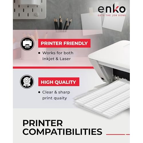 enKo 24000 Labels, 1/2 x 1-3/4 inches - White - Address, Mailing, Shipping and Barcode Blank Labels for Laser and Inkjet Printers