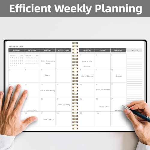 Monthly Planner Jan 2026 - Dec 2027, Monthly Planner for 24 Monthes, 9¡¿11 Inch, Teacher Monthlys, Hard PVC Cover, Spiral Bound, Time Management Calendar, Perfect for School & Office (Black)