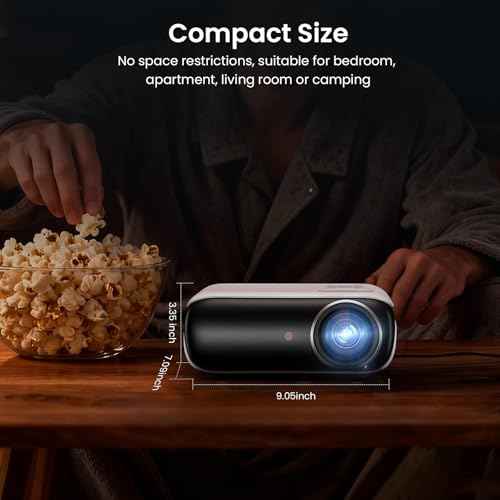 HAPPRUN Native 1080P Bluetooth Projector, Full HD Portable Outdoor Movie Projector with Built-in Speaker, Compatible with Smartphone, HDMI, USB, AV, Fire Stick, PS5 for Home, Bedroom, Outdoor Use