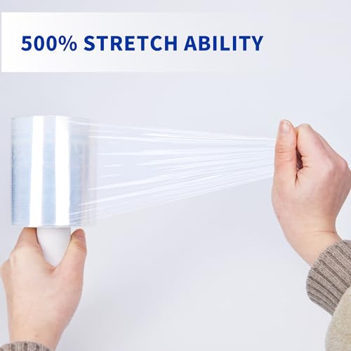 TAPEBEAR Clear 4" x 1000Ft Industrial Stretch Wrap Film with Handle