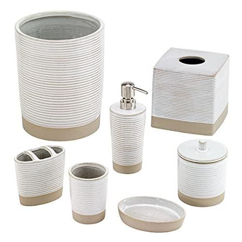 Avanti Linens - Waste Basket, Decorative Trash Can, Ribbed Style Home Decor (Drift Collection)