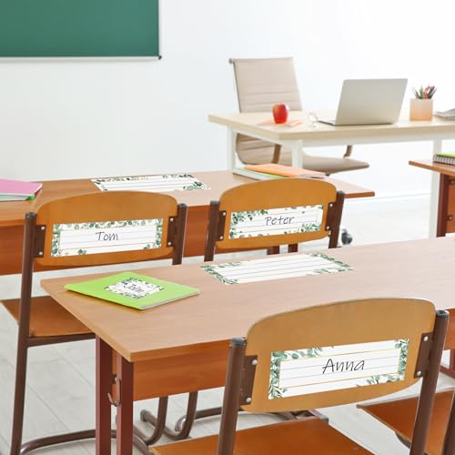 Hedeey Eucalyptus Nameplate Set - 48 Self-Adhesive Classroom Student Desk Tags
