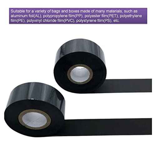 12 Rolls 30mm x 100m Black Hot Stamping Foil Thermal Transfer Ribbon Resin for Coder Printer Machine, Black Color Ribbon for Coding Machine