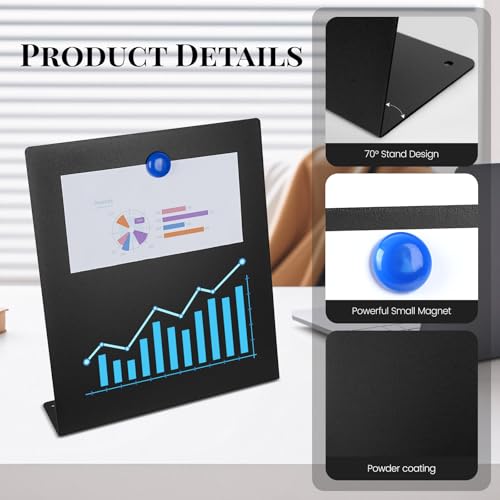 2 Pack Magnet Board,Black Magnetic Board,Metal Magnetic Bulletin Board,Magnet Display Stand for Home, School, Kitchen, Office