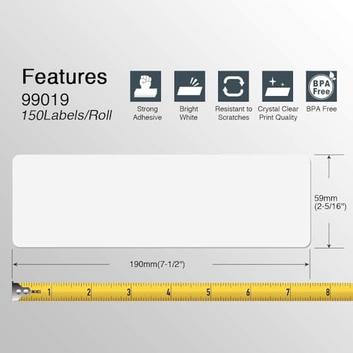 BETCKEY - Compatible DYMO 99019 (2-5/16" x 7-1/2") Large Lever Arch File Labels, Compatible with DYMO Labelwriter 450, 4XL, NOT Fit 550 & 5XL [16 Rolls/2400 Labels]