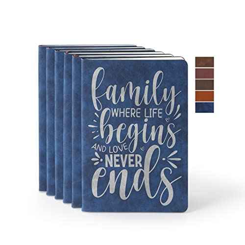 PYD Life 6 Pack Leather Notebooks A5 Journal Lined Blanks 5.8" x 8.3" Blue for Xtool Laser Engraving DIY Crafting,Notebooks for Work School Women Men 200 Pages