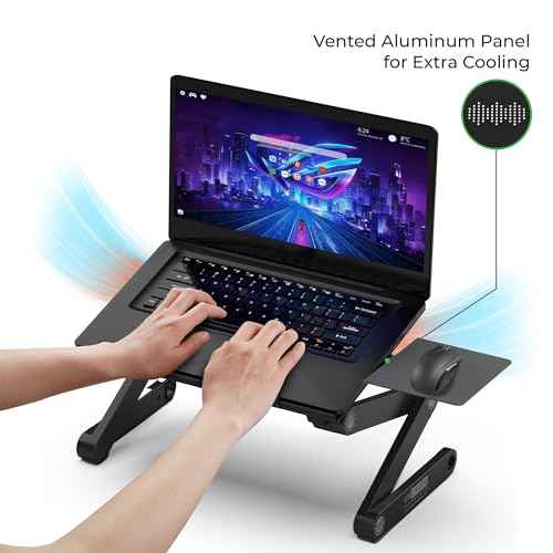Uncaged Ergonomics WorkEZ Adjustable Laptop Stand for Desk, Laptop Stand Adjustable Height, Foldable Aluminum Cooling Computer Holder & Riser for Desk Bed, White, XL