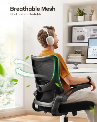Marsail Drafting Chair Dark – Tall Office Chair with 2D Lumbar, 30.7" Seat Ht, Flip-Up Armrests & Foot Ring