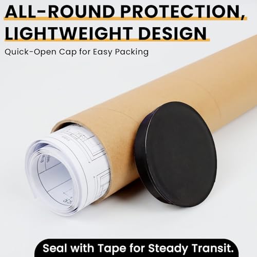 15PCS 2x12 Inch Kraft Shipping Tubes with Caps - Poster & Document Storage