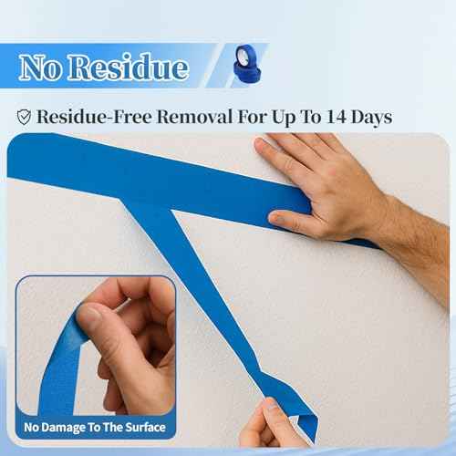10 Rolls Painters Tape 2 Inch Wide Bulk, No Residue Blue Paint Tape 2 Inches x 55 Yards, Easy-Release Masking Tape for Painting Walls, Baseboards and Home Renovation