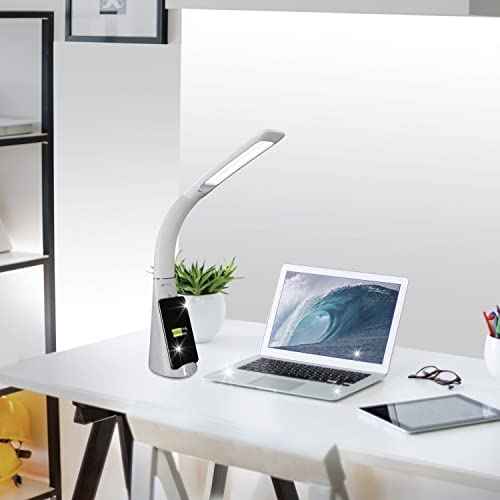 OttLite Purify LED Sanitizing Desk Lamp with Wireless Charging ? Eliminates up to 99.9% of Bacteria, Touch Activated, Flexible Neck, Modern Light for Reading, Crafting & Office Desktop