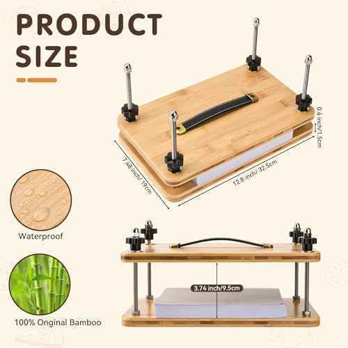 Bumtosc Book Press Wood and Bamboo Portable Book Binding Kits Tool 12.8 * 7.6Inch