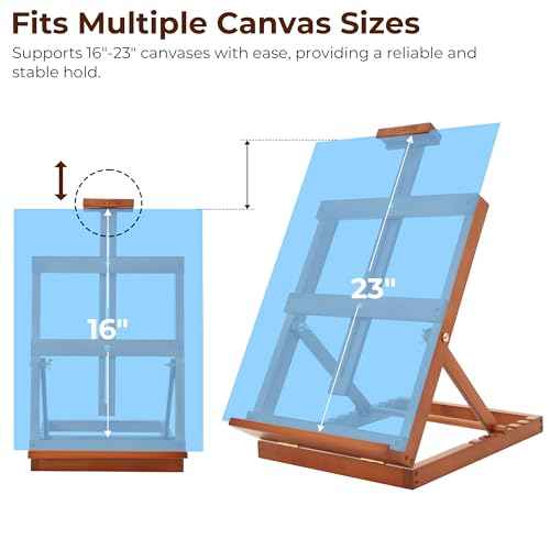 VISWIN Heavy-Duty Table Top Easel for Painting, Adjustable Beech Wood Tabletop Easel, Hold Canvas up to 23¡±, Portable Art Desktop Easel Stand for Adults, Artists, Beginners ? Walnut