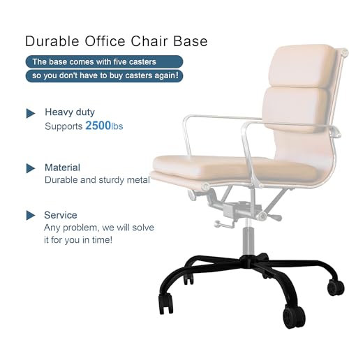 Frassie 25 Inch Office Chair Metal Base Replacement Heavy Duty 2500 Lbs Computer Chair Base Part with 5 Casters