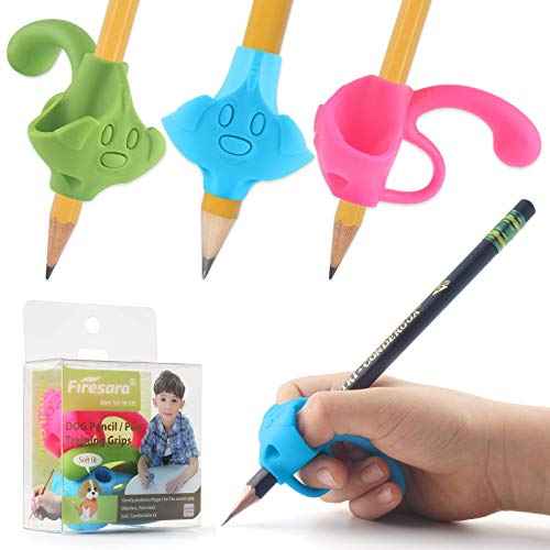 Firesara training grips for pencil, Original Training Grips Puppy Design Posture Correction for Kids Preschoolers Children Adults Special Needs Handwriting Aid for Lefties or Righties (3PCS)