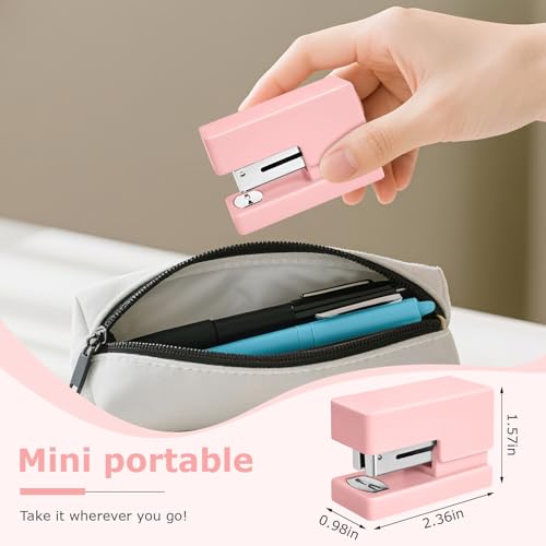 Pink Mini Stapler - 25-Sheet Capacity with 830 Staples, Yzkula Variation