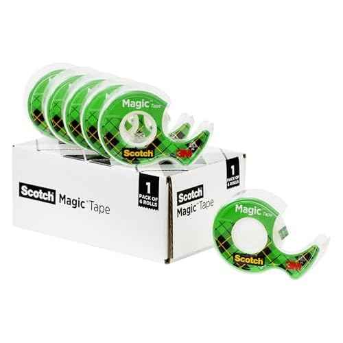 Scotch Magic Tape, Invisible Transparent Tape, 6 Tape Rolls with Dispensers, 3/4 in x 650 in