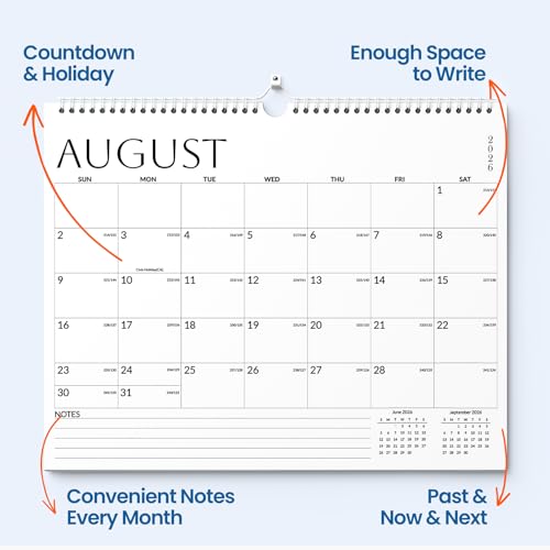 SUNEE 2026-2027 Wall Calendar 18 Months Jul. 2026-Dec. 2027 White Large Grid Planning Organizer