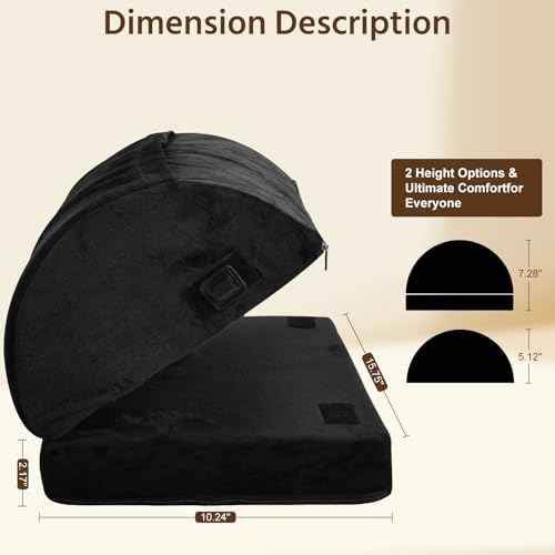 Heated Foot Rest for Under Desk at Work, Ergonomic Footrest Warmer for Office, Foot Warmers for Feet with Double Layer Adjustable Height and Washable Cover, Detachable Heating Design