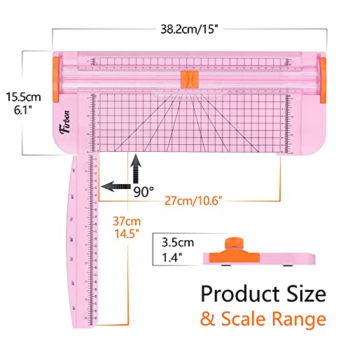 Firbon Pink A4 Paper Cutter - 12 Inch Guillotine Trimmer with Extended Ruler