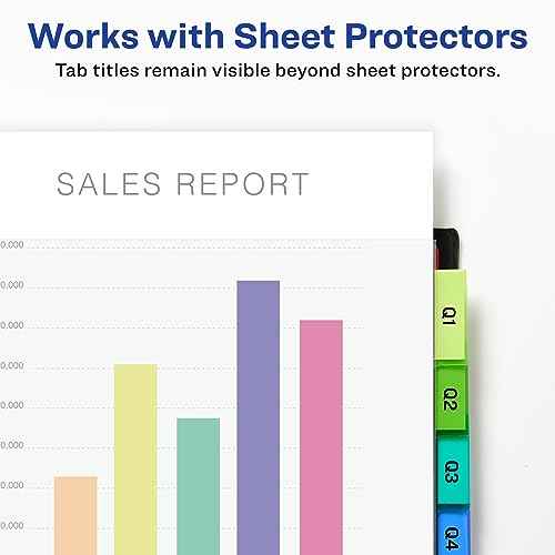 Avery Insertable Plastic Dividers for 3 Ring Binders, 8 Tabs per Set, Big Tabs, Two Pockets, Multicolor Binder Dividers, Works with Sheet Protectors (11903)