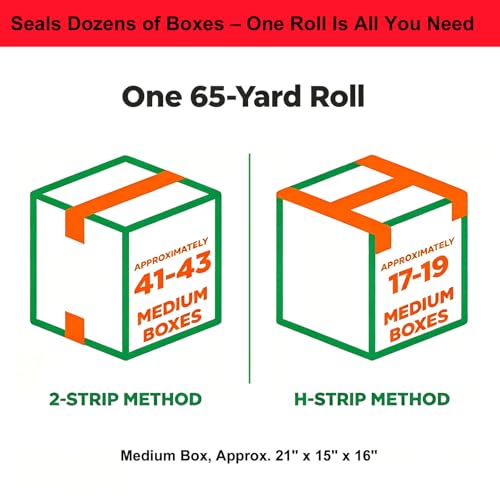 PACKKA Heavy Duty Clear Packing Tape Refill Rolls, 2in x 65 Yards, 6 Rolls