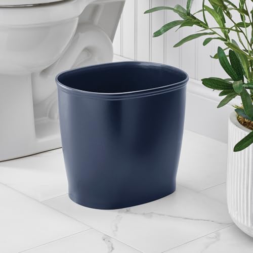 iDesign Slim Plastic Bathroom Trash Can Navy Blue Pack of 1