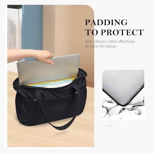 Tote Bag for Women, 14Inch Work Bags with Zipper Computer Laptop Handbag with Compartments for Travel, Daily