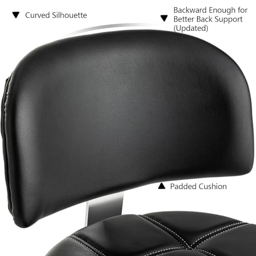 Lockable Rolling Stool with Backrest & Foot Rest, 24-31in Adjustable Height, Black – CoVibrant