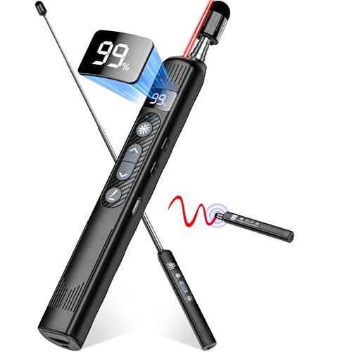 Rechargeable Wireless Presenter Remote with Touch Screen Stylus Pen and Telescopic Pointer Stick, Presentation Clicker with Digital Display- Ideal for PowerPoint Presentations on MAC, PC, and Laptops