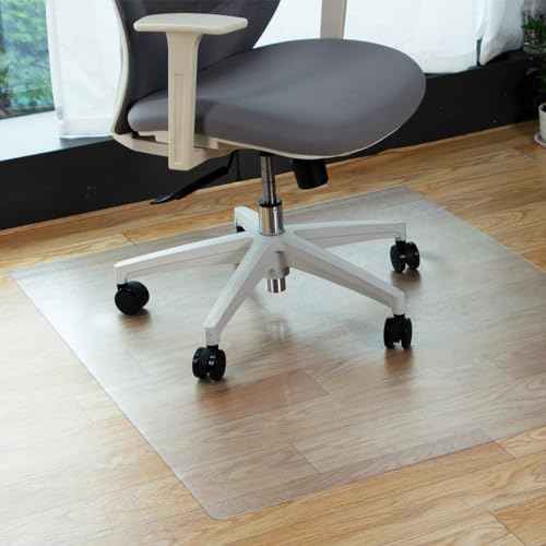 Office Chair Mat, 36" x 36" Chair Mat for Hard Floors, 0.08" Thicker Non-Slip Hard Floor Protector Desk Mat for Home, Waterproof Vinyl Floor Mat for Kids & Pets (Clear)
