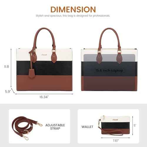 LOVEVOOK Laptop Tote Bag for Women, 15.6 Inch Work Bags, Waterproof Computer Bags with Clutch Purse, Large Capacity Messenger Bag for Teacher College Business Office