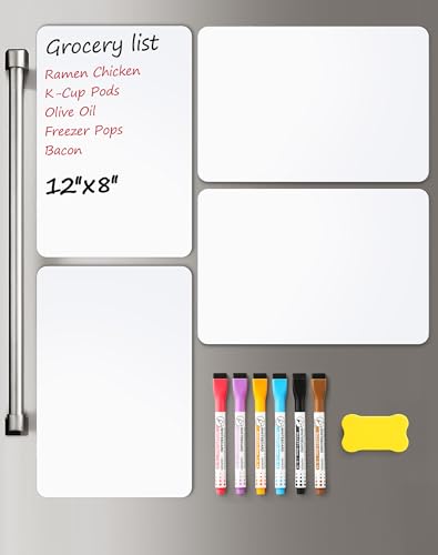 VITEVER 4 Pack Magnetic Dry Erase Boards 12x8 inches with Markers & Eraser - Refrigerator Whiteboards for Home & Office