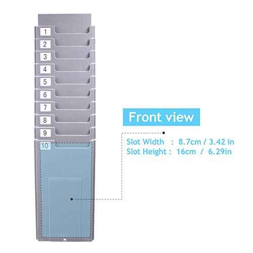 NADAMOO Time Cards Rack Retractable Time Card Holder with 10-Pocket,Plastic Wall Mounted Cards Holder Compatible with Time Card Machine Attendance Recorder Punch Clock for Office, Gray