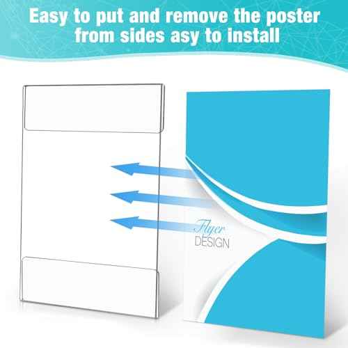 24 Pack Acrylic Wall Mounted Sign Holder Vertical Plastic Clear Frames No Drilling Wall Mounted Sign Holder with Adhesive Tape for Displaying Document Flyer Poster(Vertical Style,5 x 7 Inch)
