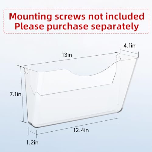 SUPEASY Clear Acrylic Wall File Holder 3 Pack - Wall Mount Document Organizer
