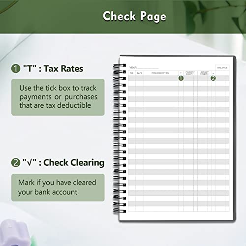 Homlive Check Registers for Personal Checkbook, Spiral Large 7.5 x 10 in – 2744 Entries, 180° Lay Flat