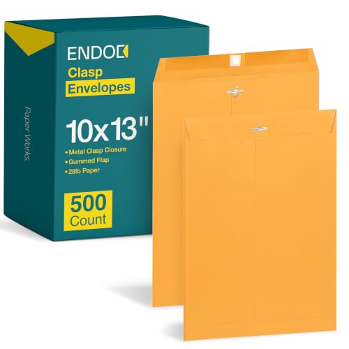 EnDoc 10x13 Clasp Envelopes Bulk Pack of 500 Brown Kraft Heavyweight Mailers